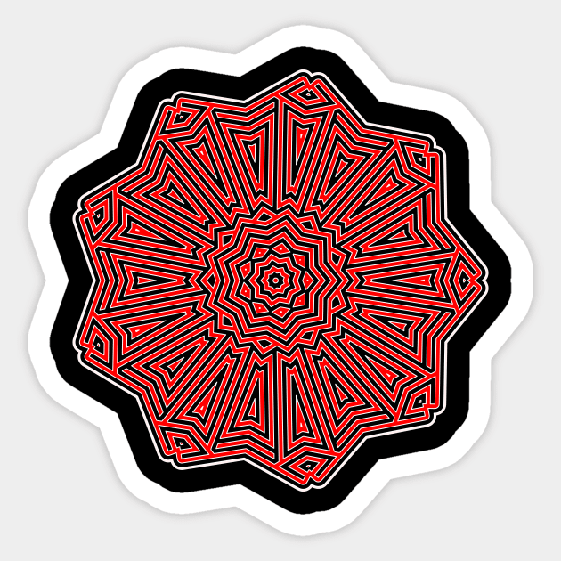 Red And Black Optical Decorative Pattern Sticker by crunchysqueak